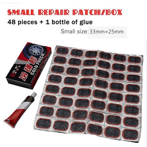 48Pcs+1Glue Car Tire Tyre Rubber Patch Piece Cycling